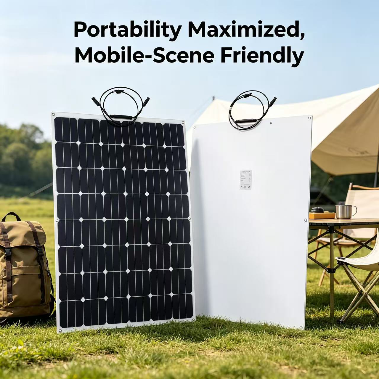 Ultra Thin Flexible Solar Panel High Efficiency Bendable Waterproof Solar Charger for RV Boat Outdoor Camping Mobile Power Phone