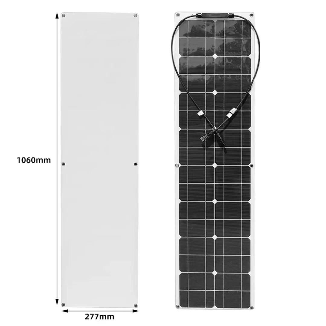 50W 100W Flexible Monocrystalline Solar Panel 12V 24V Battery Charger Black 20-21% Efficiency for Boat Car RV Yacht Marine