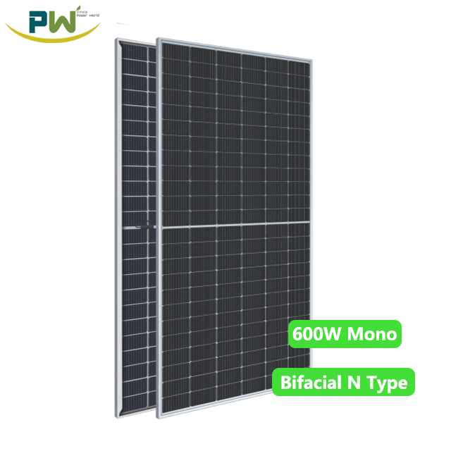 Bifacial Mono Solar Panels 585W 610W 630W N Type for Solar Power System With Power Inverter