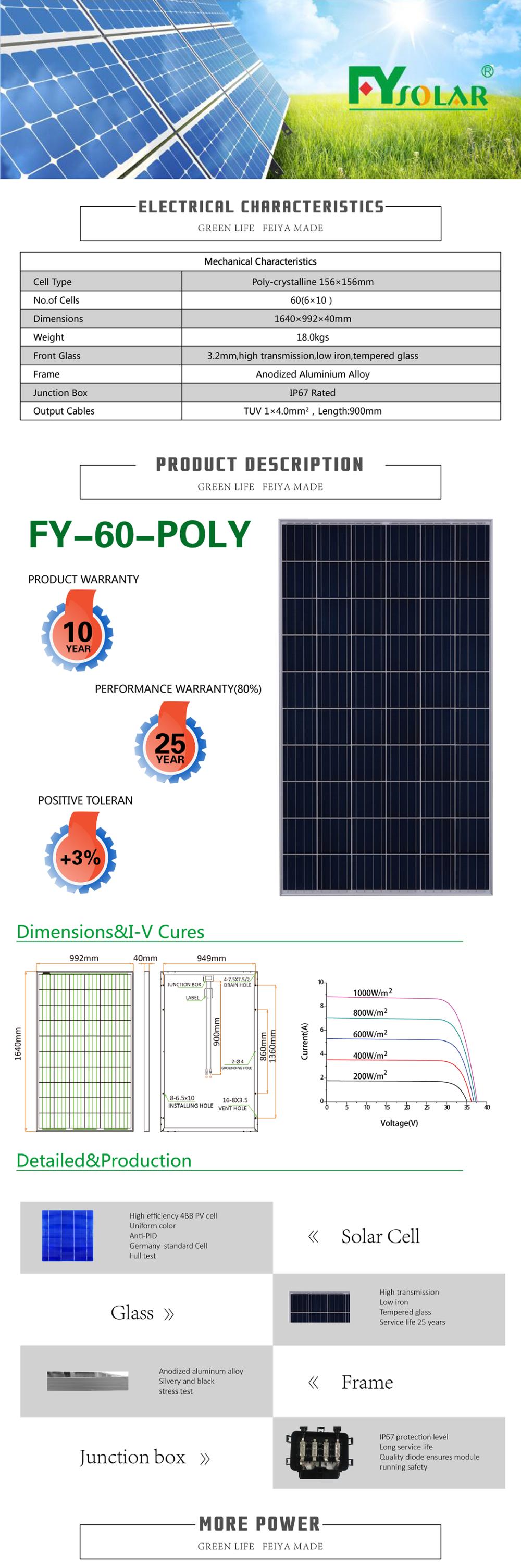 Polycrystallin Poly Solar Panel 260w 280w 300 Watt Panel Best Price Solar Panels