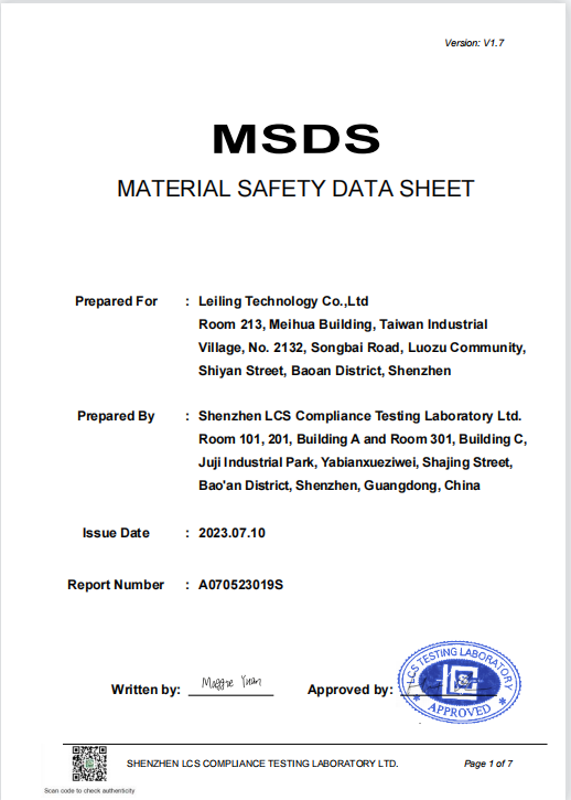 MSDS Certificate