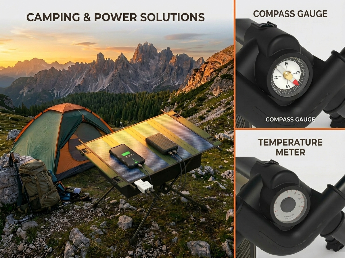 Portable Foldable Solar Table 30W Solar Panel >23% Efficiency Dual USB 5V2.1A IP65