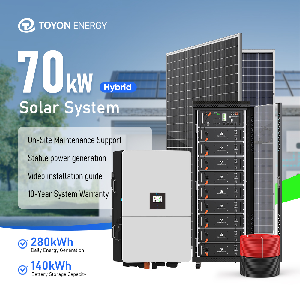 Toyon Eu Warehouse 70KW 140KWH All In One Ess Multifunctional Solar Panel Power System With 620W Mono N Type Topcon Solar Panels