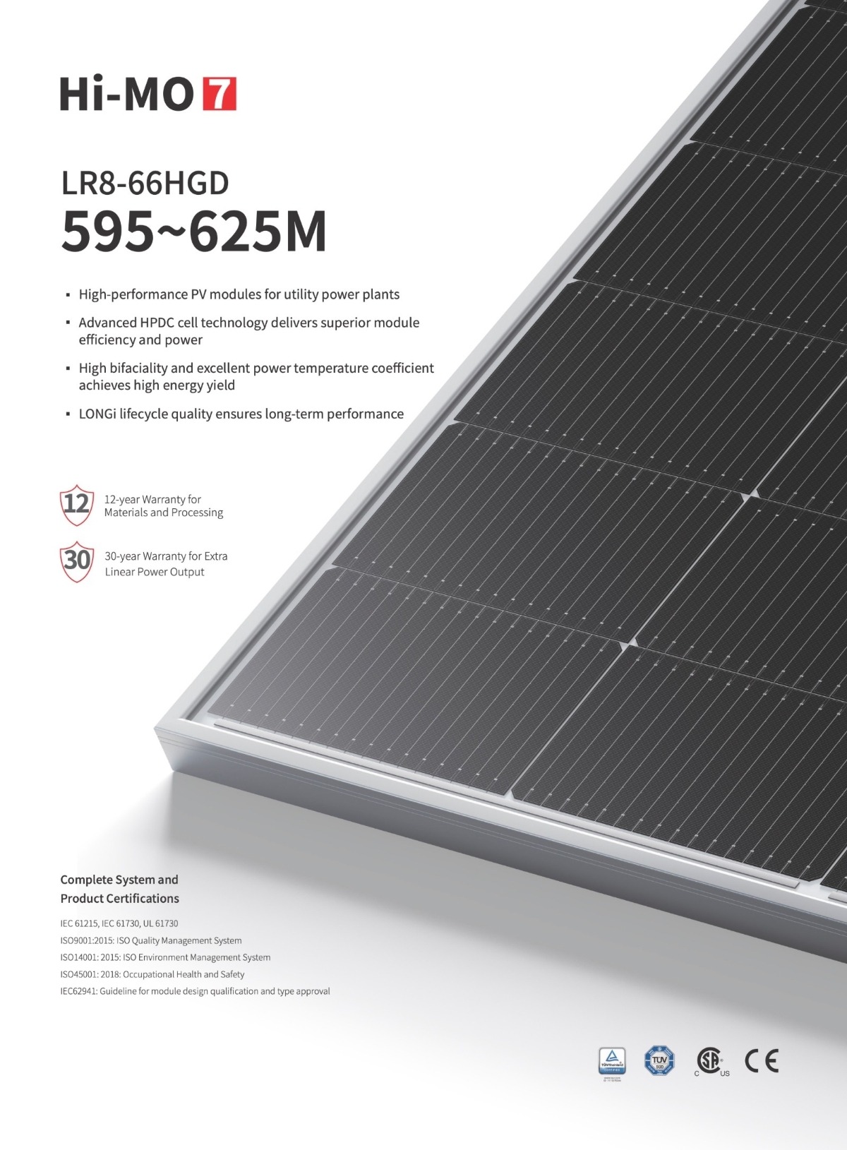 LONGi Best Bifacial 600W-700W PV Energy Roofing Solar Panels Half Cell HBC High Performance 650W 615W 620W 655W Half Cell Solar
