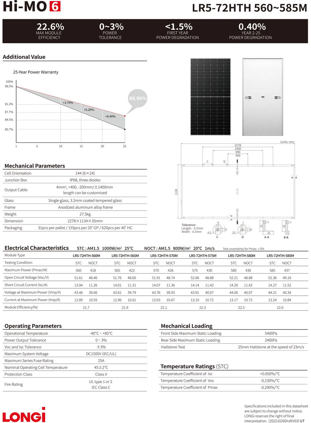 Longi 590W Solar Panel Power for Commercial Projects
