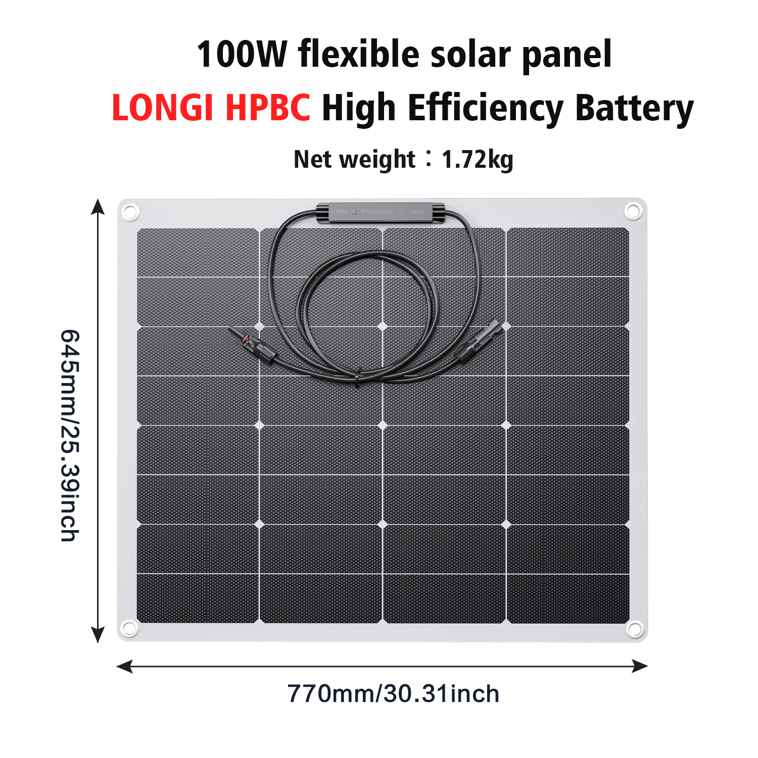 China Factory's MC4 Connector Waterproof Mono Crystalline Flexible Solar Panels Thin Film Flex Panel High-Efficiency
