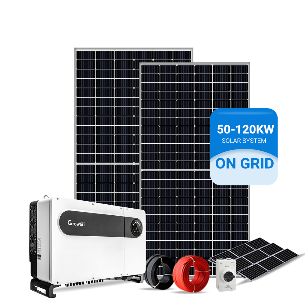 Solar Energy System on Grid 120kw 110kw 100kw 80kw 70kw 50kw Growatt Grid Tied Solar Panels on Grid System With Accessories