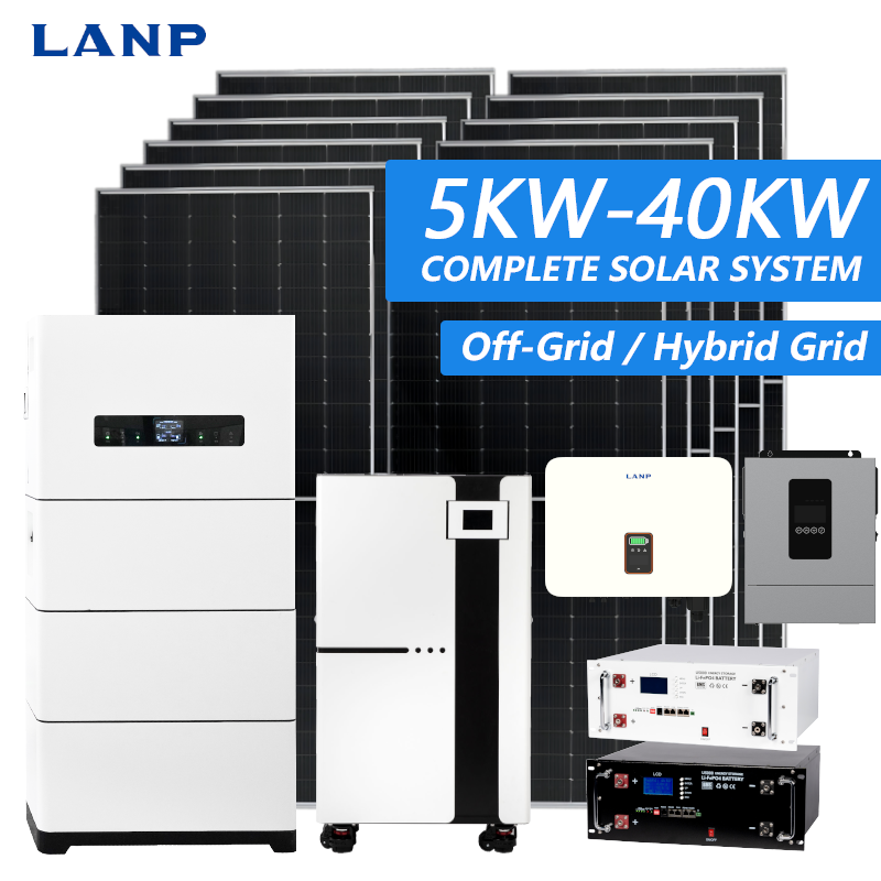 Complete 20kw Hybrid Off Grid System Solar Kit 25kw 15kw 10kw 8kw 5kw Residential Commercial Solar Energy System Set Power Panel