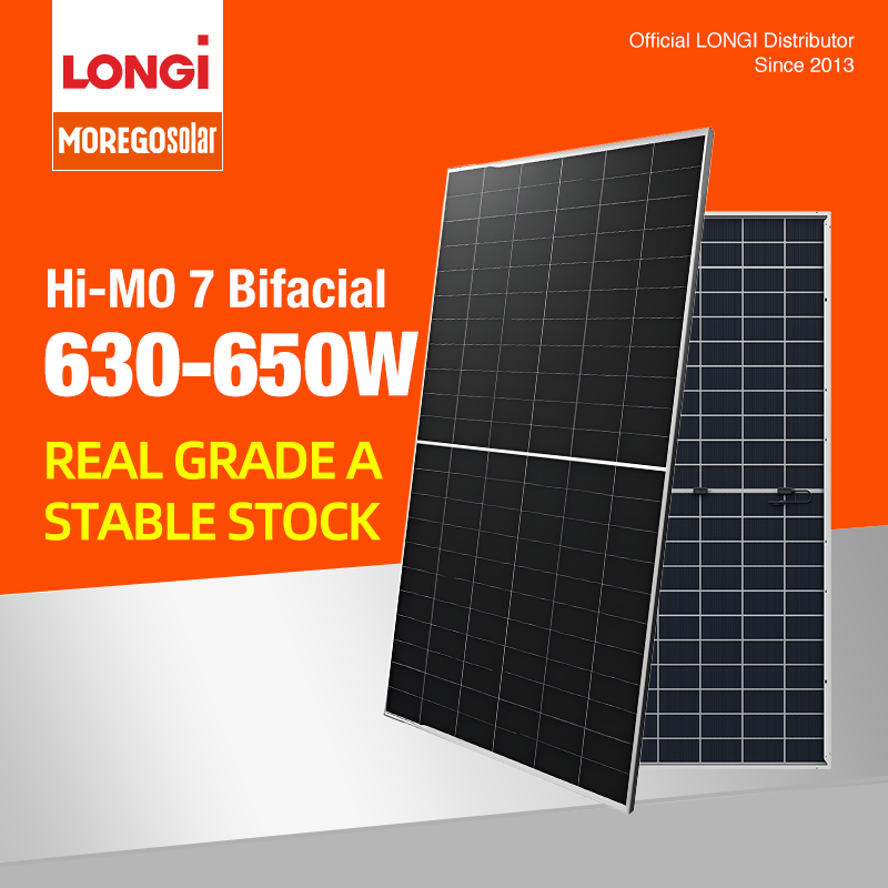 Longi Solar Hi-MO7 N-type Double Glass Bifacial Solar Panel 650w 645W 640W 635w 630W 625W 620W High-performance PV Modules