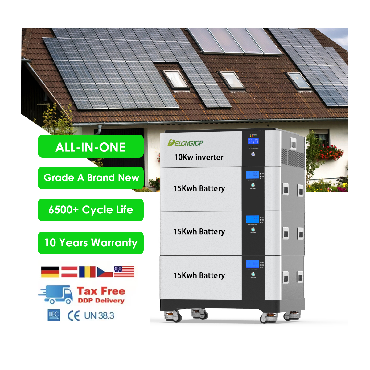 DDP EU BYD All In One Solar 12Kw Inverter And Lithium Battery System 15Kwh 20kwh 30Kwh 50Kwh 60Kwh 51.2V Battery Energy Storage