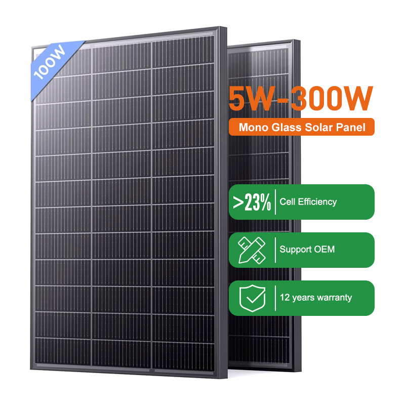 OEM Home Use Bipv Solar Panel 18V 60W 80W 100WP 150W 200W 250W 300W Glass Solar Panels 12V 100W Monocrystalline Solar Panel Roof
