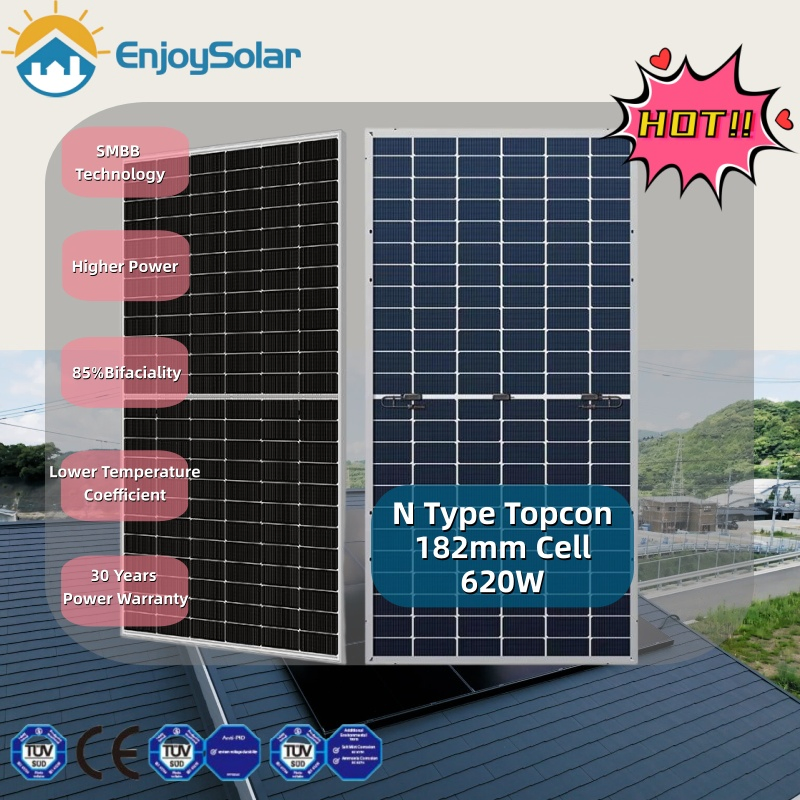 Solar Panel Price Bifacial N Type 590W 600W 610W 620W for Ground Mounted Solar Power System