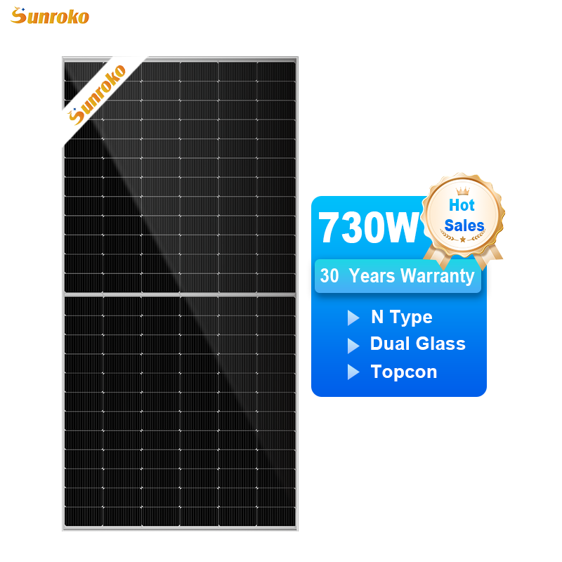 Sunroko Half Cell Solar Panels Topcon Bifacial 700W 710W 720W 730W 750W N Type Mono Crystalline Solar Panel