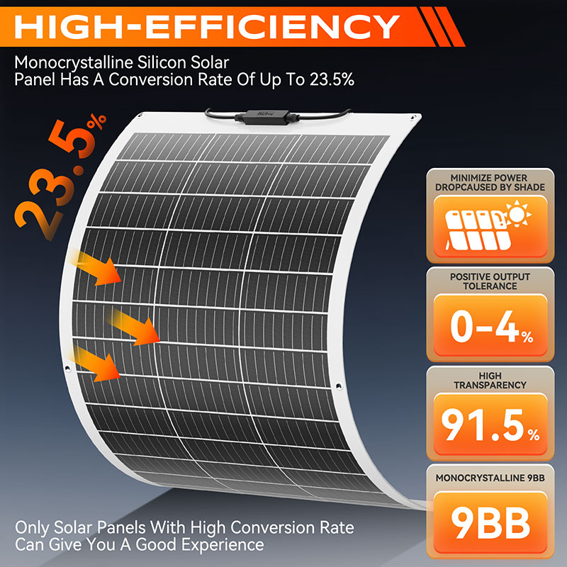 Flexible Waterproof Monocrystalline Solar Panel for Camping and Home Charging