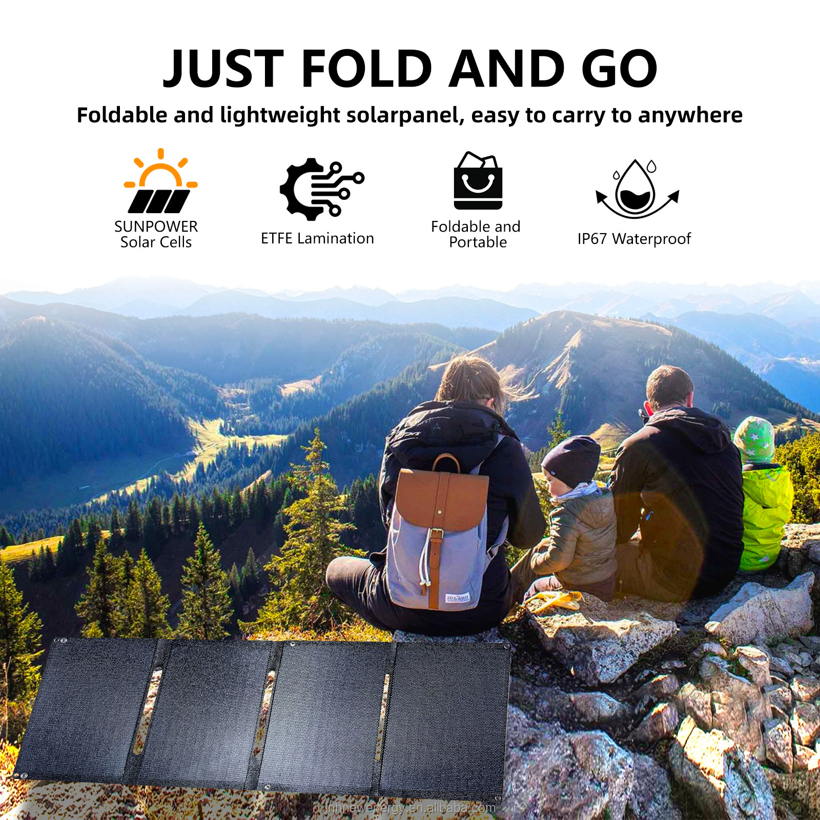 JNH JNH-FLX-100W-MO 23% High Efficiency PERC Solar Panels 18V For Marine Yacht RV Car Roof Balcony 100W Flexible