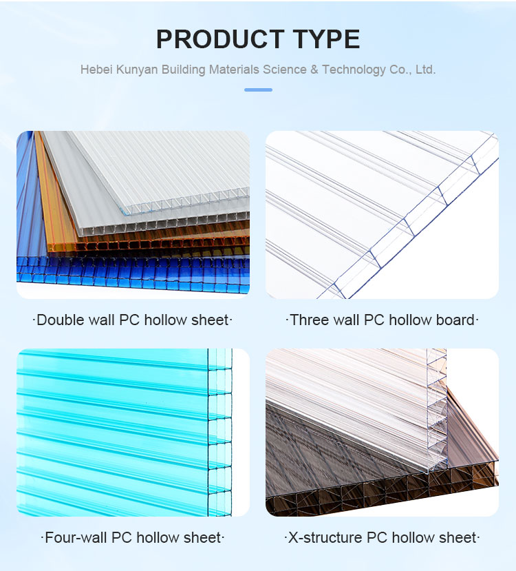 6mm 8mm 10mm UV Extruded clear Cellular Hollow Panel Polycarbonate Sheets for Greenhouse Roof