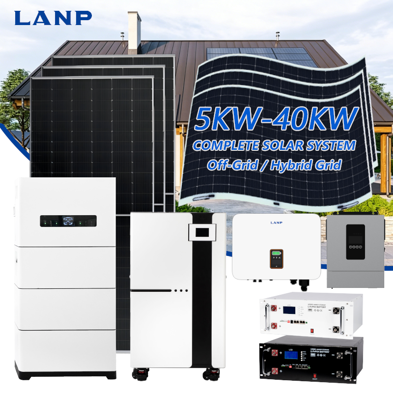 10KW Hybrid Off Grid Complete Solar Energy System Kit 5KW 20KW 30KW 40KW Home Solar Panels Power System Set Battery Inverter