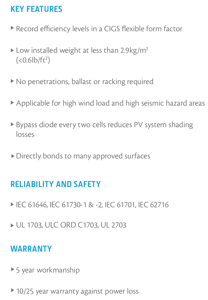 CIGS solar panel dimensions