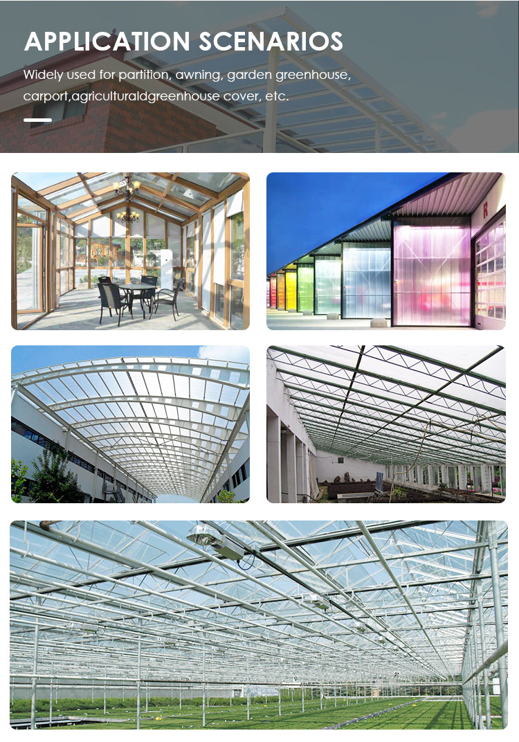 6mm 8mm 10mm UV Extruded clear Cellular Hollow Panel Polycarbonate Sheets for Greenhouse Roof