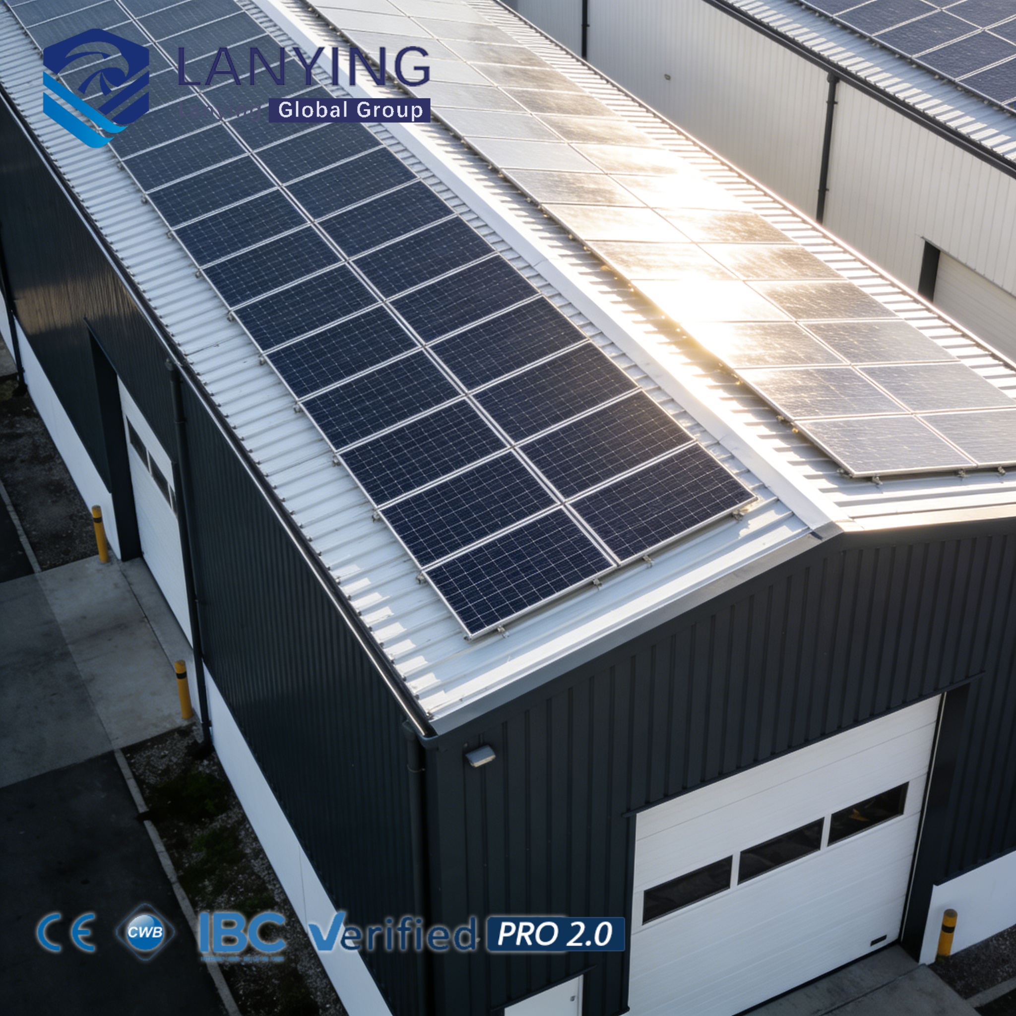 Prefabricated Steel Structure Warehouse With Solar Panel Roof, Energy-Saving Industrial Storage Building