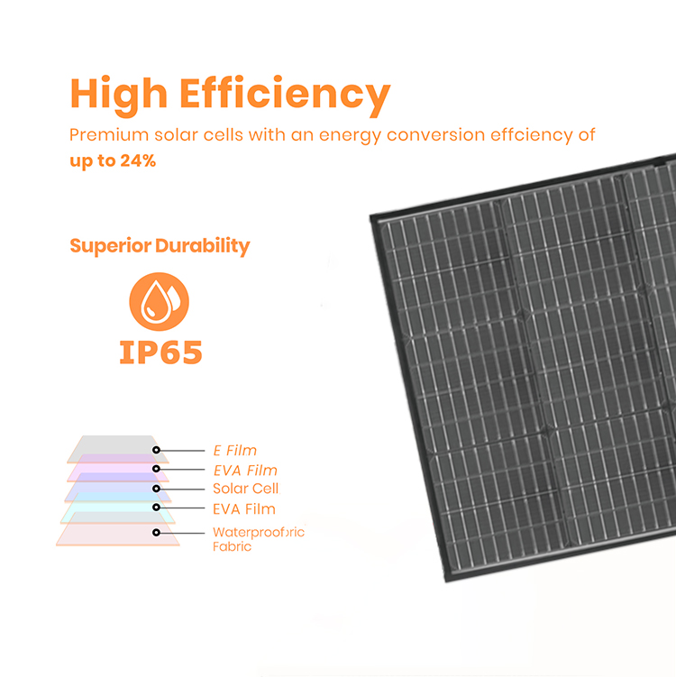 Outdoor Portable Foldable Solar Panel 100W 150W 200W 300W Solar Panel Black Waterproof with Folded Charge Bag