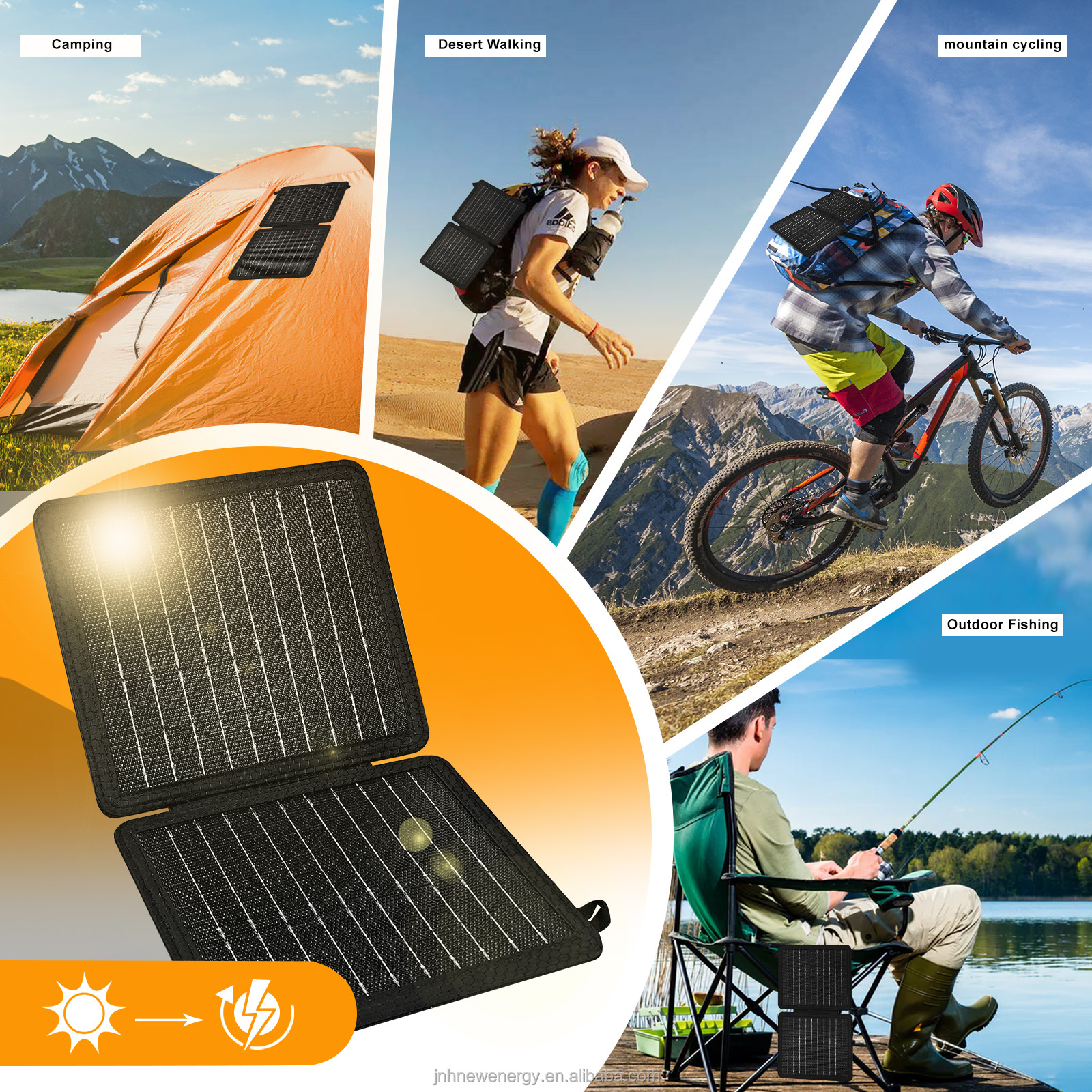 Wholesale 10W Portable Outdoor Camping Phone Solar Charger High Efficiency Waterproof Small Size Foldable Solar Panel