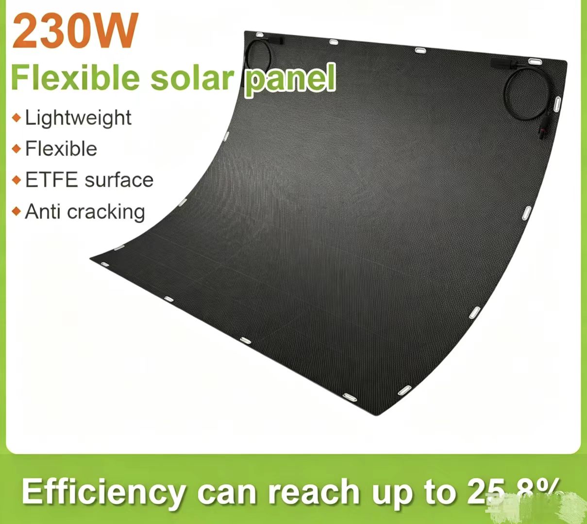 Customizable 230W Flexible Solar Panel ETFE Monocrystalline Bendable Waterproof PV Module for RV Boat Marine Camping Outdoor