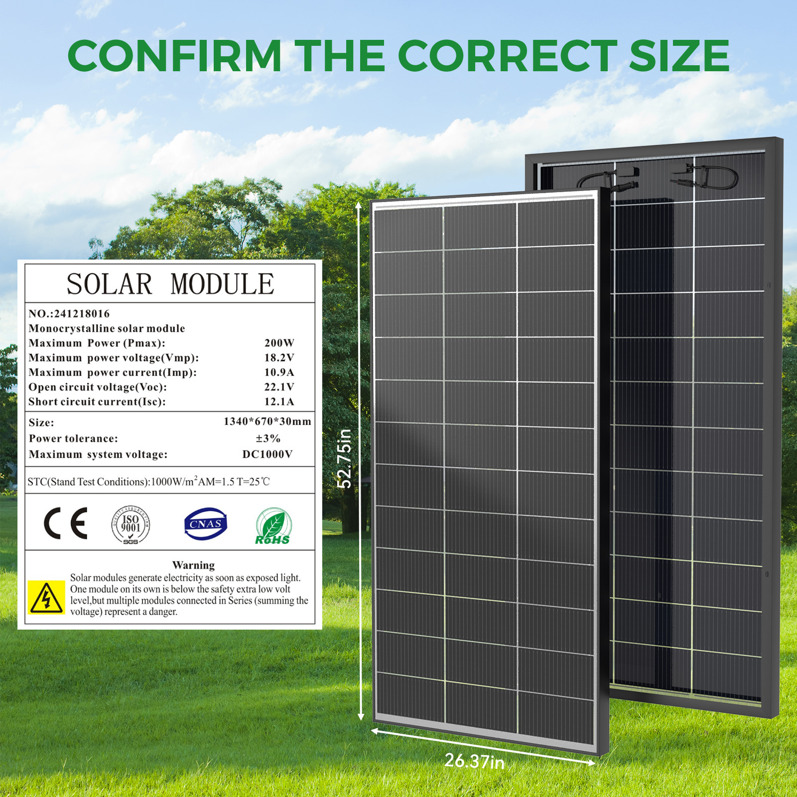 Bifacial Half Cell Rigid 200W Monocrystalline Solar Panels 22% Efficiency 25-Year Warranty PV Module for Home Energy Storage