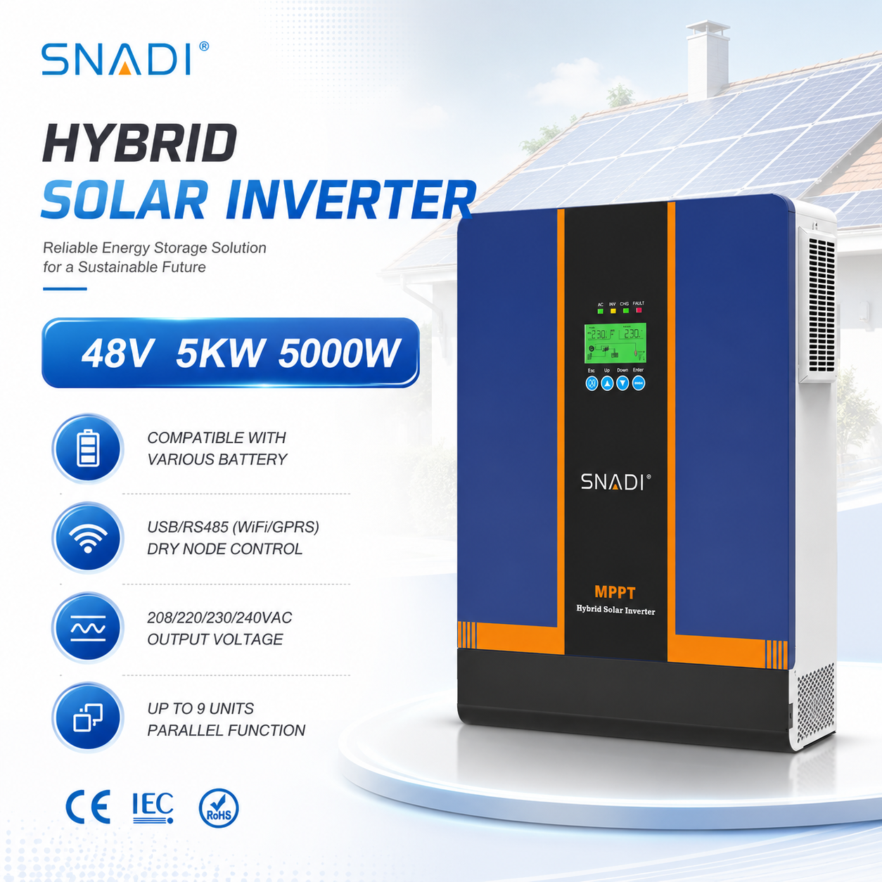 SNADI 3KW 5KW Solar Panel Complete Kit Solar System Kit 10KW Batterie Lithium 220V Solar Energy System