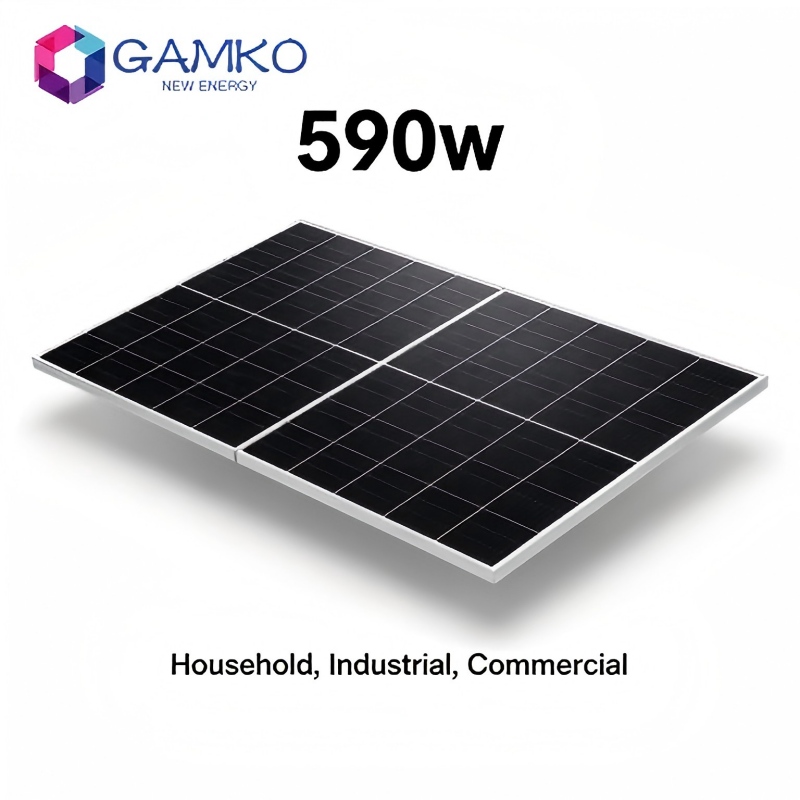 590W Solar Panel Tier1 Photovoltaic Panel Bifacial Double Glass Residential Industrial Agriculture CE IEC TUV Certified