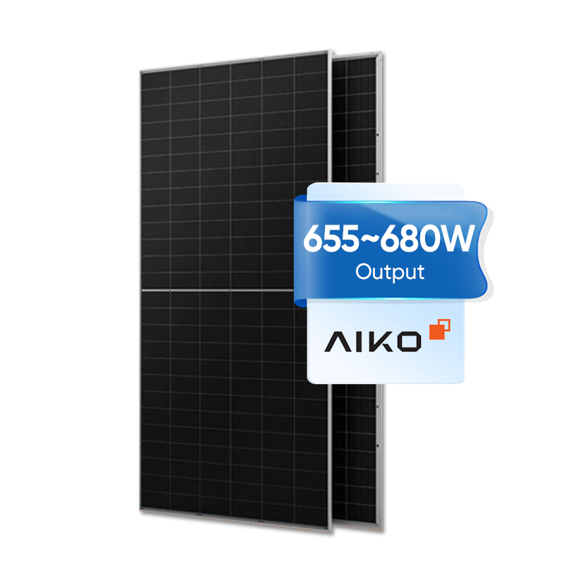 High Efficiency Monocrystalline Aiko Bifacial Solar Panels 655w 660w 670w 680w Double Side Half Cell Solar Panel Set for Home