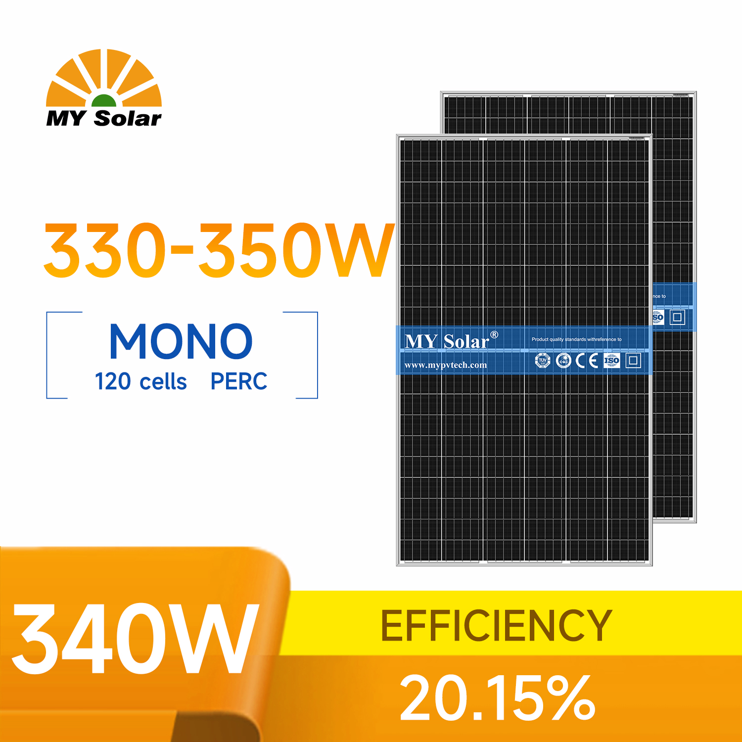 MYPVTECH 340W Solar Panel Weather-Resistant &amp; Long-Lasting Photovoltaic Panel for Rooftop Installation