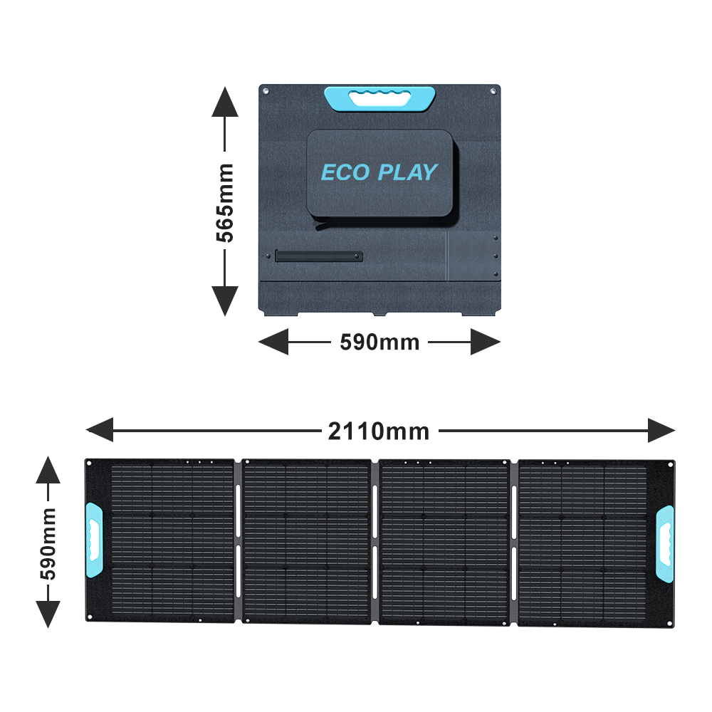 ECOPLAY 200W Foldable Solar Panel Portable Photovoltaic Recharging Power Source for Charging Power Stations in Series