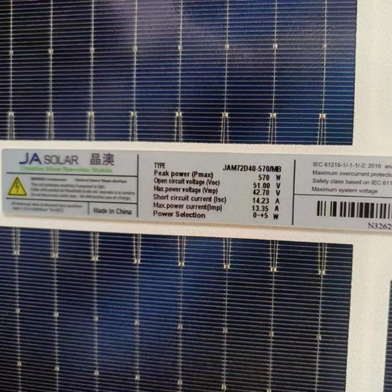 570W 580W 590W 595W Jasolar High Efficiency Bifacial Solar Panel for Ground Mounted Solar Power Plants