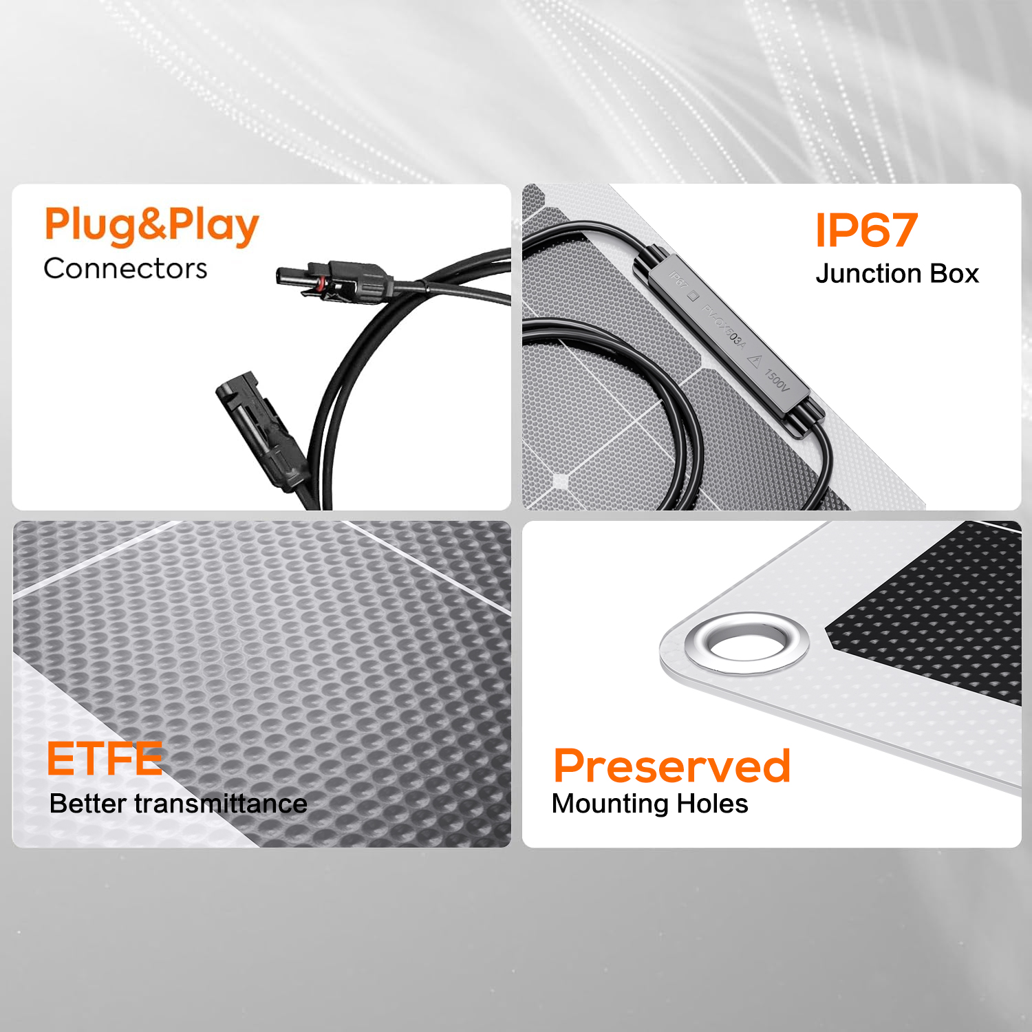SUPA High Efficiency 25% HPBC Ultra-Thin Flexible Solar Panels 100W IP67 Waterproof for Balcony Caravan Yacht