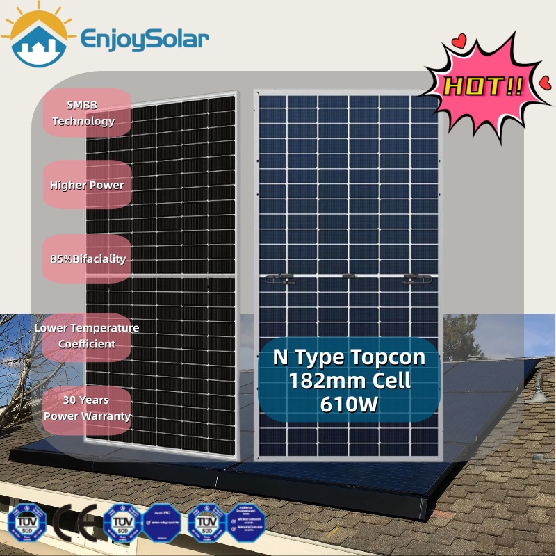 Solar Panel Price N Type 590W 600W 615W 630W Bifacial for Ground Mounted Solar Energy System
