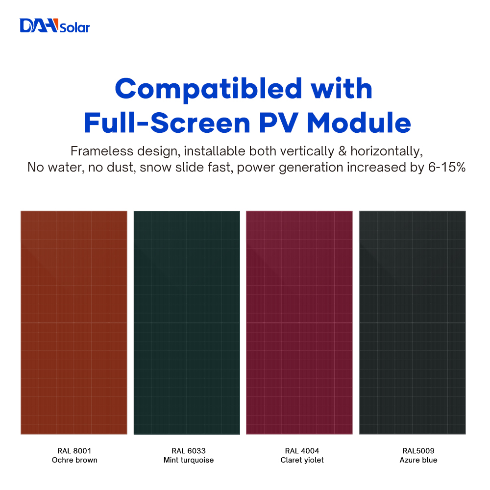 DAH 575w Photovoltaic Solar Panels Orange Transparente BIPV Pv Module 575 Watt Red Orange Solar Panels