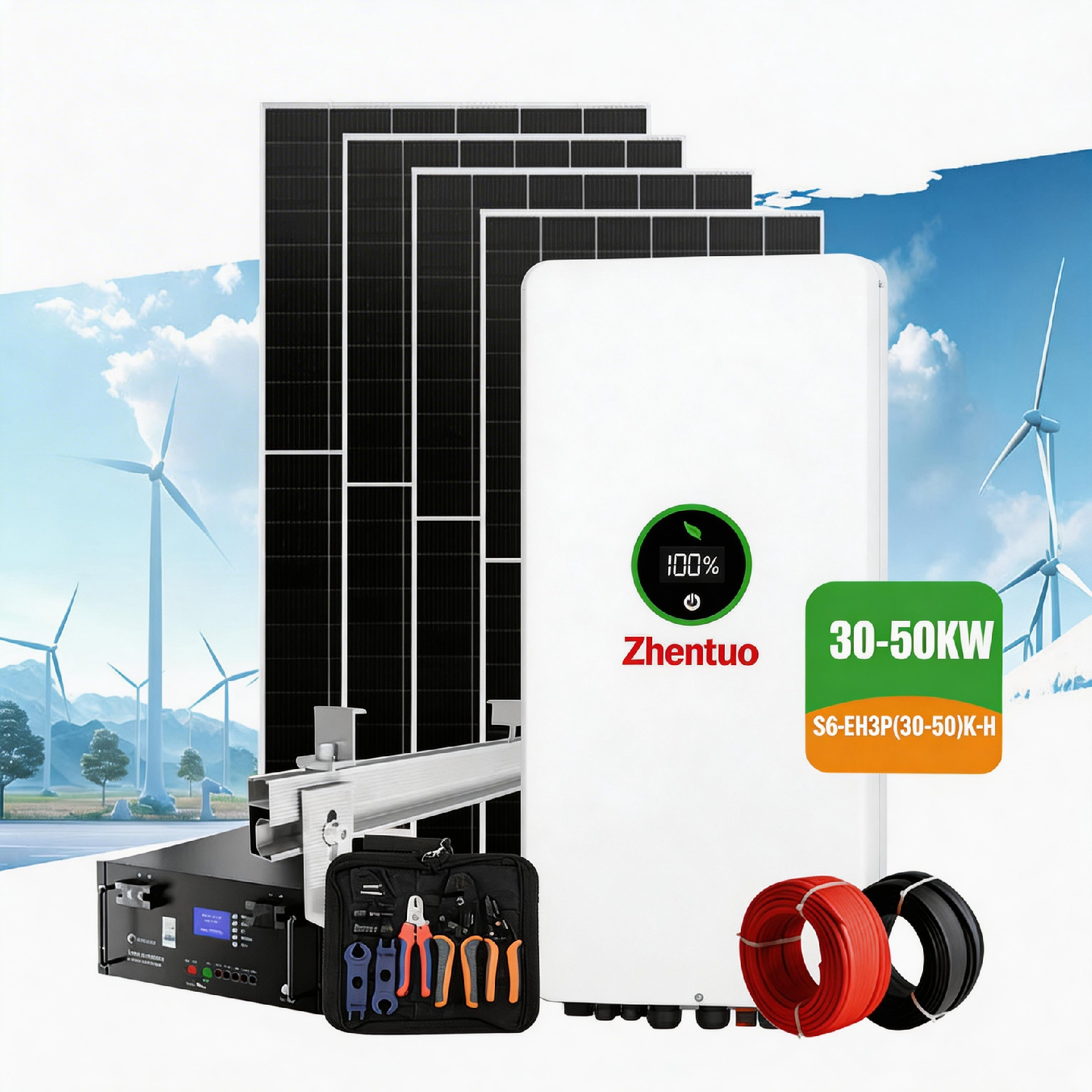 Residential Off Grid Photovoltaic Solar System 1KW 2KW 3KW Solar Power System With Battery Complete Kit