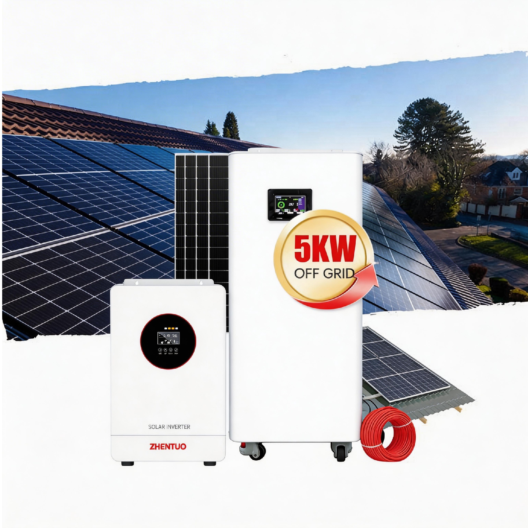 Residential Off Grid Photovoltaic Solar System 1KW 2KW 3KW Solar Power System With Battery Complete Kit