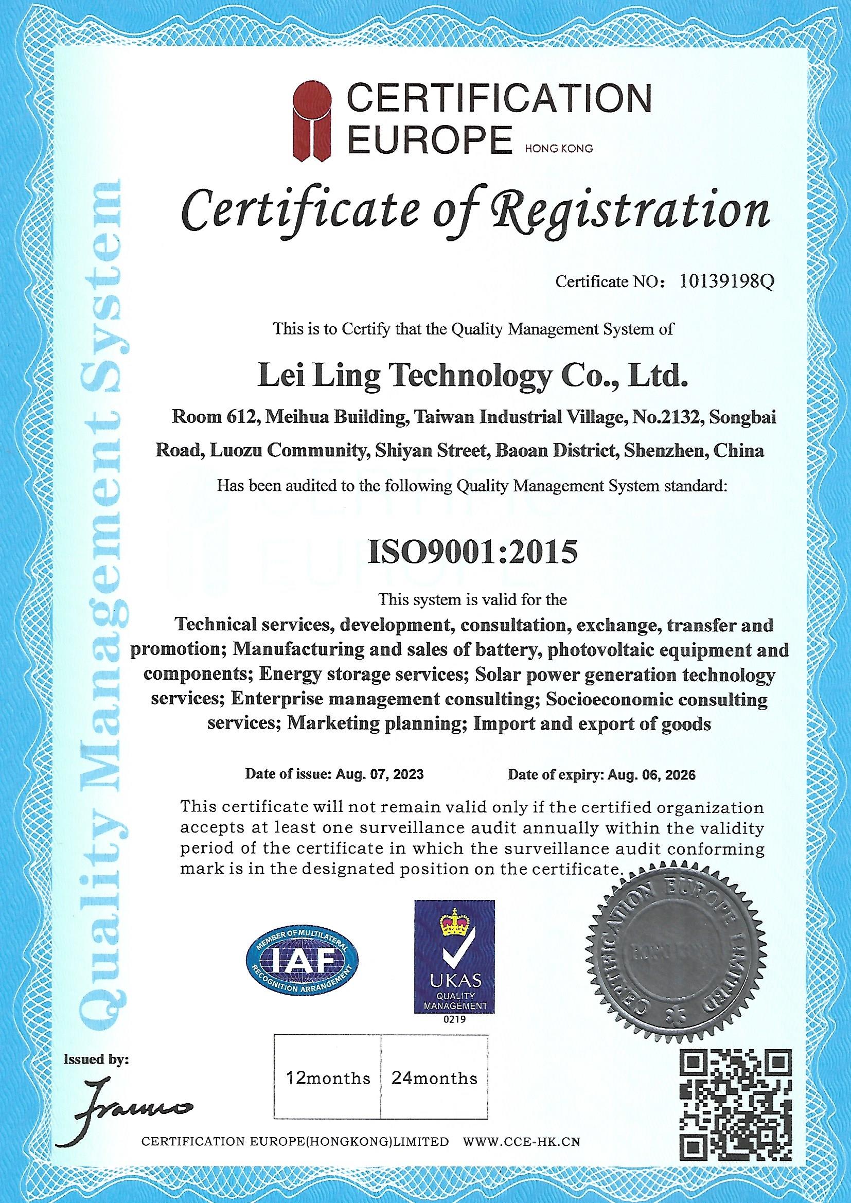 ISO9001 Certificate