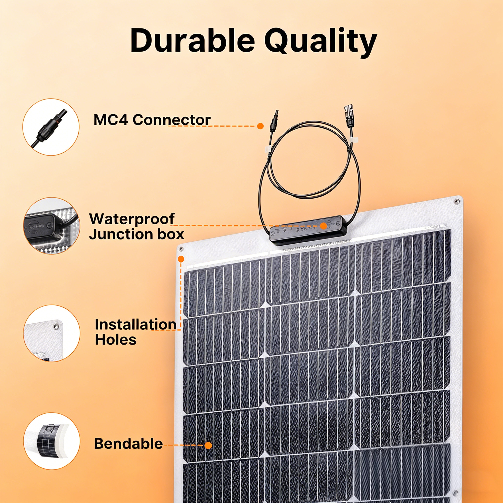 Flexible Solar Panel 30W 60W 80W 120W 200W High Efficiency Monocrystalline Cell Bendable Solar Panels Waterproof Off-Grid