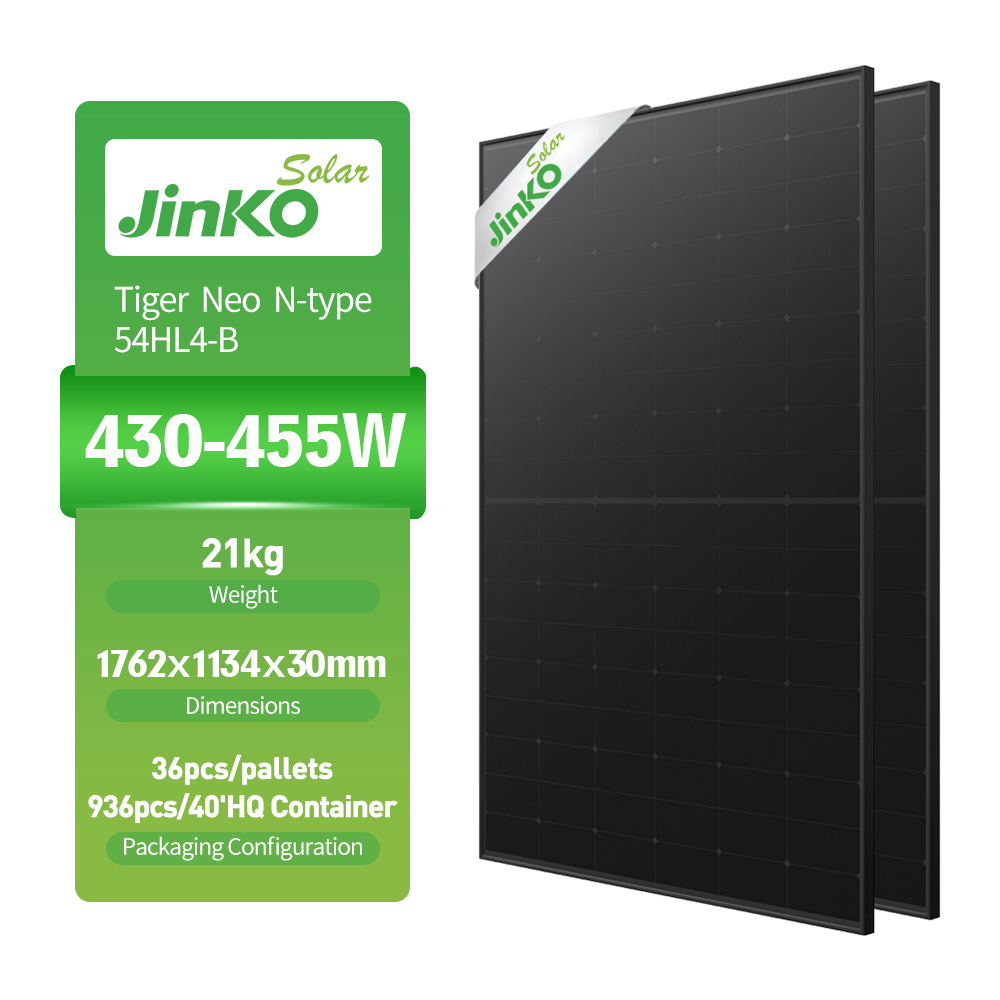 Jinko Mono Solar Panels Residencial Kit Eu Warehouse Black Stock Topcon 450w Jinko Tiger Neo N-type Solar Panel