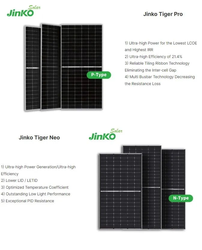 N-Type Solar Panels Specifications and Dimensions Diagram
