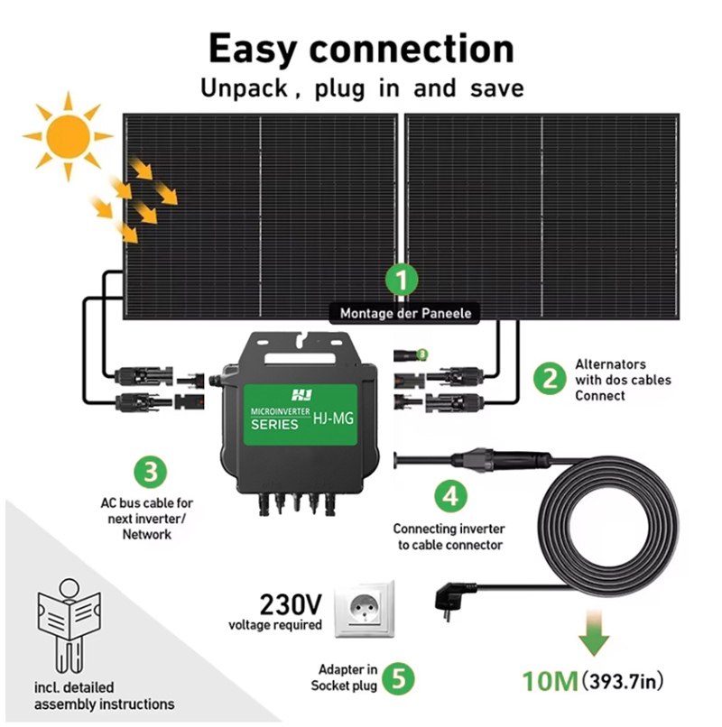 Flexible Solar Panel Balcony On-Grid Solar System Kit Plug and Play with WiFi Micro Inverter MPPT