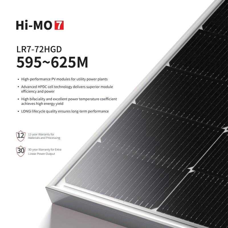Longi 610W Solar Panel Price Longi Himo 7 Bifacial 620W 615W 625W N-Type off Grid Hybrid System Project PV Module Price in Stock 30-Year Warranty