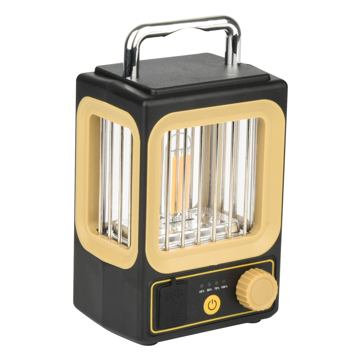 New Solar LED Courtyard Camping Lantern ABS Suspension Stepless Dimming Convenient USB Charging Portable Working Light