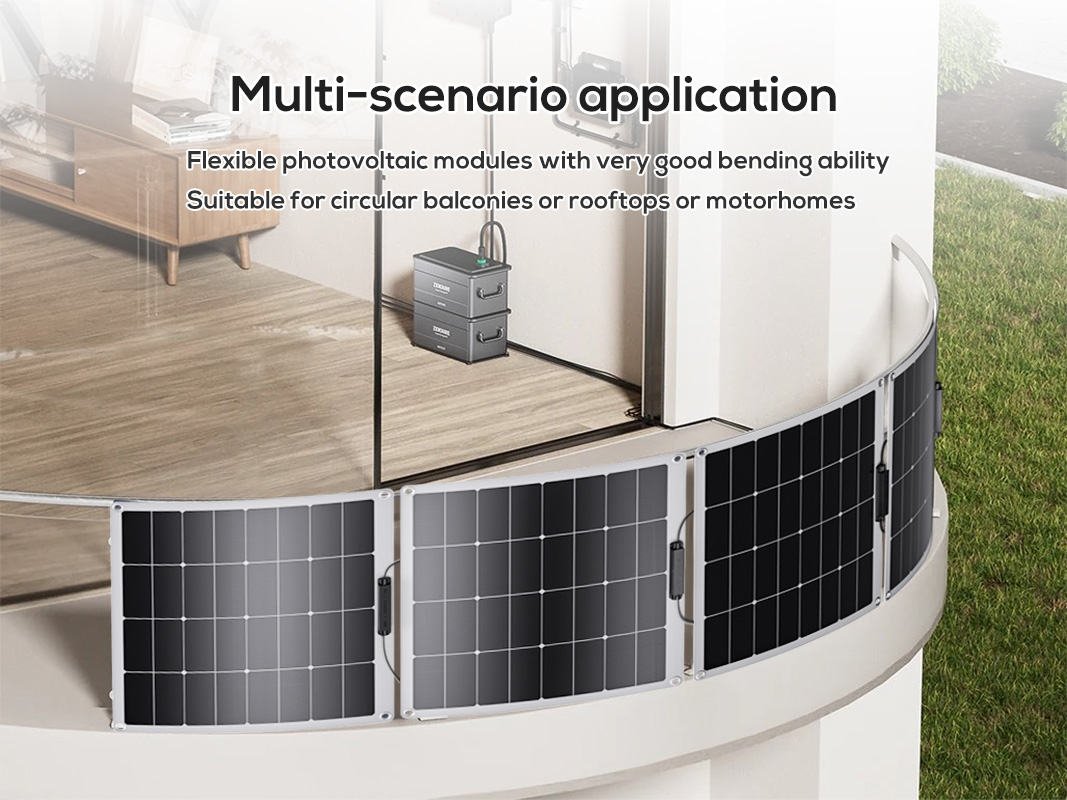 SUPA High Efficiency 25% HPBC Ultra-Thin Flexible Solar Panels 100W IP67 Waterproof for Balcony Caravan Yacht