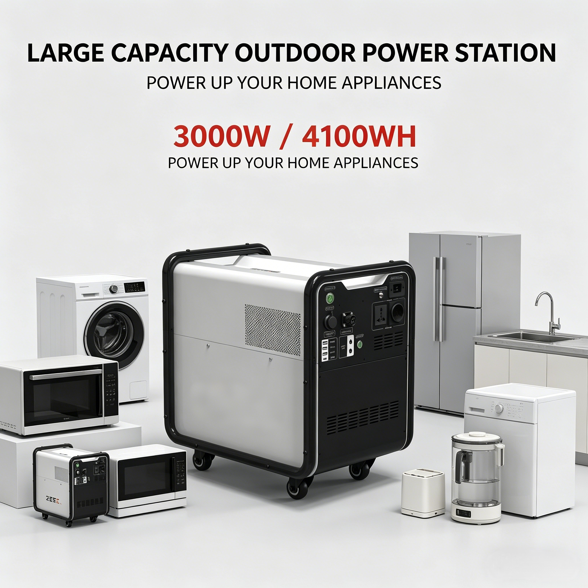 Portable Polycrystalline Solar Panels 3200W MPPT LiFePO4 Battery Home Use Solar Power Generator AC Output Energy Storage System