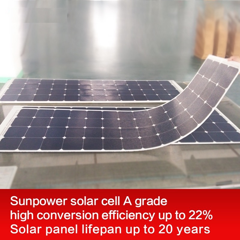 Custom Size Sunpower Solar Panel Portable 12V 18V Sunpower 50W ETFE Thin Film Flexible Solar Panel