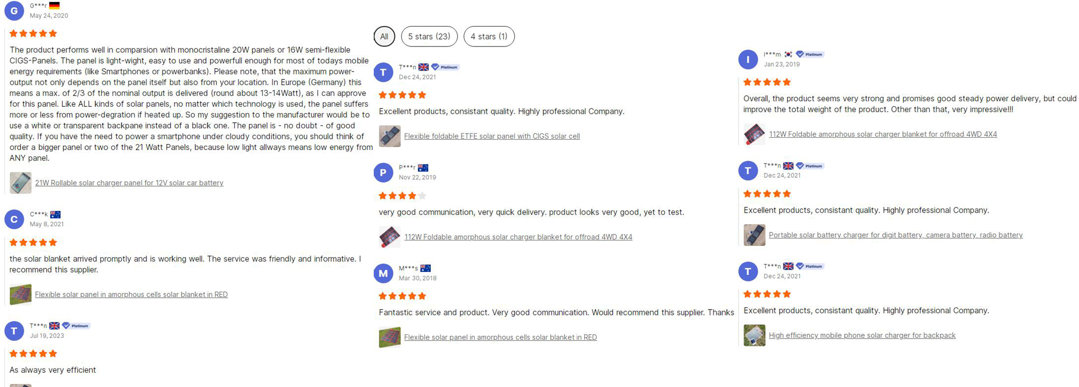 Customer reviews